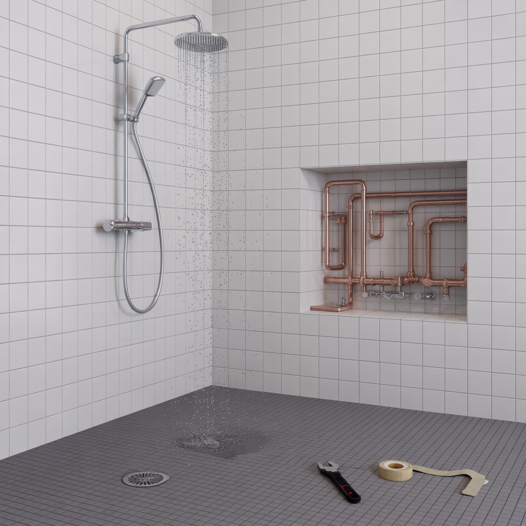 felsokning av lagt duschtryck steg for steg